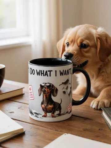 Dachshund French Toile de Jouy Ceramic Mug, Toile Coffee Cup for Doxie Mom, Sausage Dog Lover Gifts, Dog Tea Drinkware, Gift For Dog Lovers $19.93