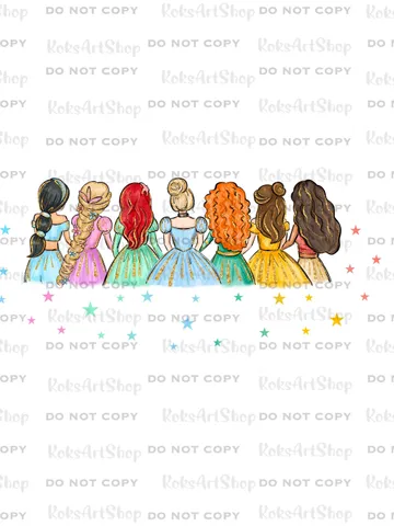 All princess Watercolor Princess PNG, Princess clipart png, Family vacation clipart, Family vacation png, Family trip, All princess design $4.40