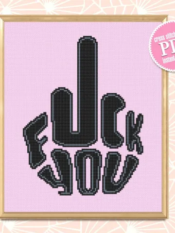 Fuck you cross stitch pattern PDF download Rude cross stitch chart, Fuck pattern digital PDF, Embroidery for adult #Q10 $4.00