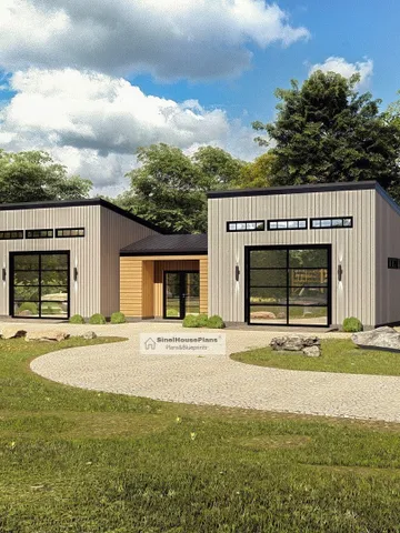 Modern Garage Plan with Workshop Area, 25 'x 56' 2-Car Garage Blueprints $68.84