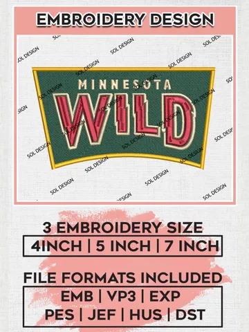 NHL Minnesota Wild Logo Embroidery Designs, NHL Minnesota Wild Team Logo Embroidery, Hockey Team Logo Emb Files, NHL Embroidery Designs, NHL Machine Embroidery Designs, Digital Download $6.99