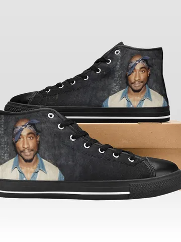 2pac Shoes, High-Top Sneakers, Handmade Footwear $72.00