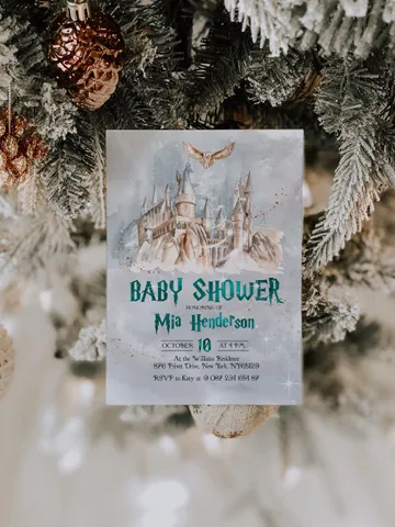 Christmas Magic School Baby Shower Invitation; Editable Winter Wizard Baby Shower invitation; Magic School Baby Shower Printable Invitation $11.62