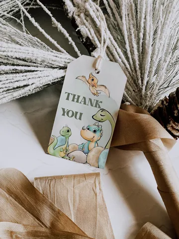Editable Thank You tag Dinosaur First Birthday thank you label; Dinosaur Party; Dinosaur Party Birthday Instant Download; di1 $8.13