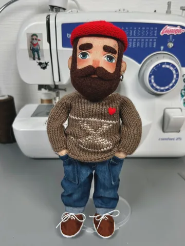 Textile doll sailor with brown beard $220.00