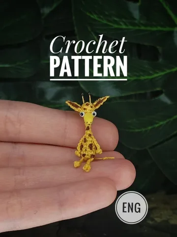 English PDF crochet pattern giraffe. Crochet miniature pattern. Little giraffe toy pattern. DIY cute toy. Pattern amigurumi