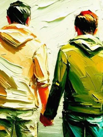 Bodies Painting Two Male Impasto Oil Painting Gay Original Art Men's Friendship Artwork Gifts by ArtProkopaloSv $240.00