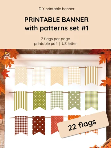 Printable Holiday Banner. DIY Home Decor Idea. Fall Printable Banner. Family Craft & Autumn Gift Idea. Cozy Home Decoration. Printable fall-themed wall hanging decor
