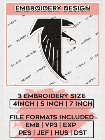 NFL Atlanta Falcons Embroidery Designs, NFL Falcons, NFL Embroidery Designs, NFL TAtlanta Falcons Machine Embroidery Design, Digital Download