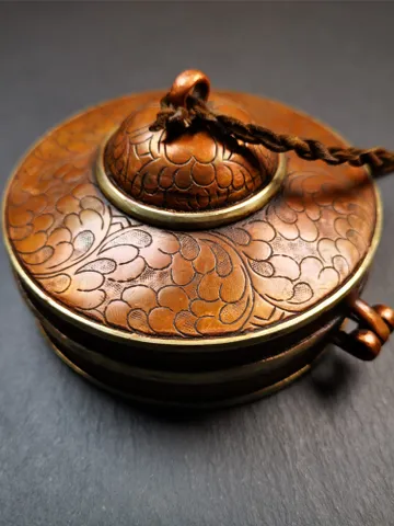 Gandhanra 8.5cm/10.5cm Copper Case,Mandala Pattern, fit for Tibetan Cymbals, Tingsha Bell,Handmade in Nepal