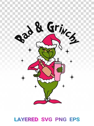 Grinch Bad Grinchy SVG, Stanley Cup Christmas PNG Cricut $1.99