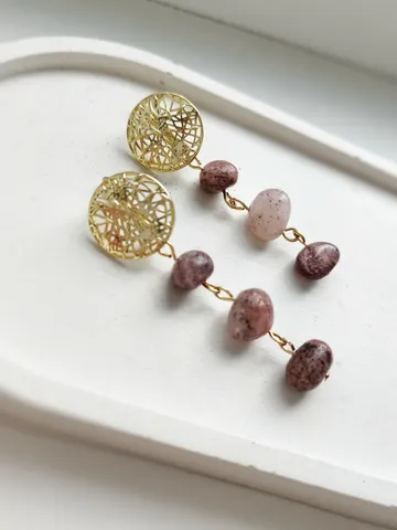 Natural quartz earrings, handmade earrings, natural stones earrings $54.00