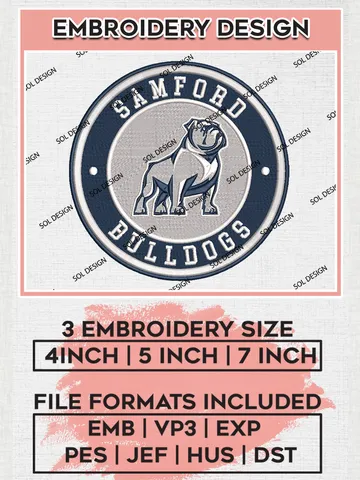 NCAA Samford Bulldogs Round Logo Embroidery, NCAA Samford Bulldogs Logo Embroidery files, NCAA Teams, Machine embroidery designs, Digital Download