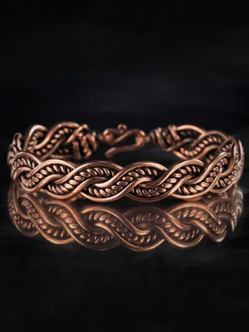 Woven copper wire bracelet Antique style handcrafted copper jewelry Unique gift $55.00