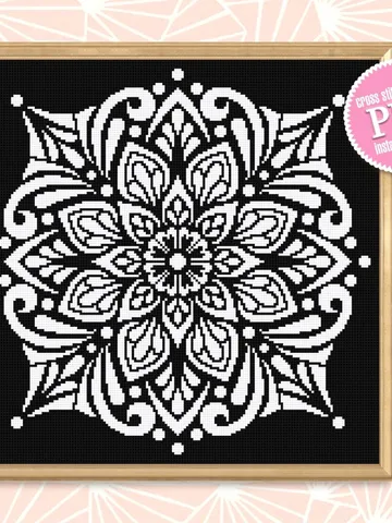 Flower mandala cross stitch pattern PDF download Square ornament cross stitch chart, Mandala pattern digital PDF, Mandala embroidery #M176 $4.60
