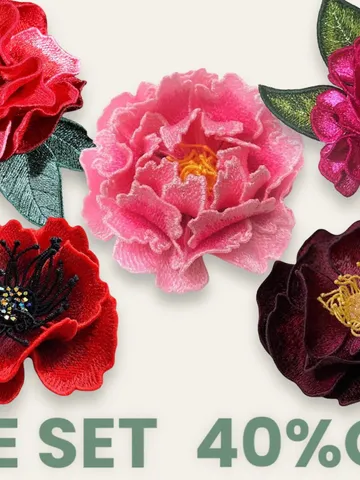 Set of flowers FSL (40% discount) Machine embroidery design Digital embroidery pattern Free standing lace flower file $24.25
