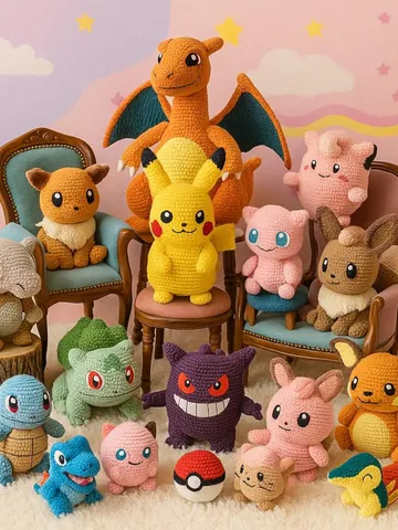 30 in 1 Pokemon Crochet PDF - Pikachu, Charmander, Squirtle & Bulbasaur + More - Instant Digital Download $3.99