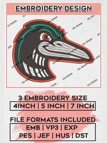 MiLB Great Lakes Loons Embroidery Design Files, MiLB Great Lakes Loons Logo, Minor League Baseball Logo Embroidery Designs, MiLB embroidery designs, Machine embroidery designs, Digital Download $6.99