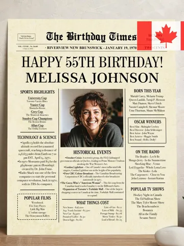 55th Birthday Newspaper Poster 1970 CANADA, 55th Birthday Gift for Men or Women, Personalized 55th Birthday Sign 1970 Canadian Highlights $15.00