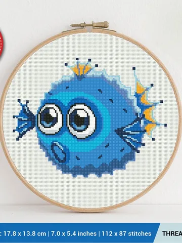 Fish Hedgehog Cross stitch pattern | Embroidery Pattern | Instant Download | Embroidery Designs $5.94