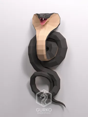 Papercraft Cobra On The Wall, Snake, Digital Template, PDF Download, Gurko, 3D Low Poly, Pepakura, Origami Sculpture, Paper Decor, DIY Gift $26.00