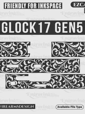 Glock17 Gen5 Scroll Work Design Svg,lasercut,laserengraving,fiberlaser,engravingfiles,laserpattern,engravingdesign,engravingpattern,metalart $59.99