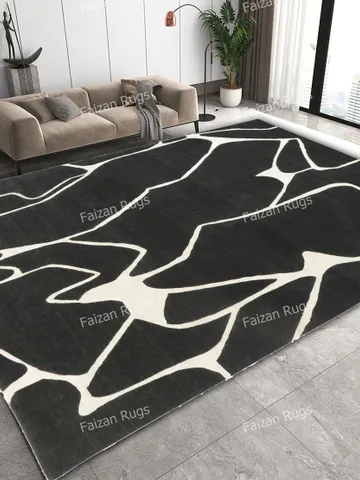 Buy Black & White Hand tufted Contemporary Rug 100% wool carpets for living room, bed room, kids room in any size 9x12,8x10,6x9 $90.00