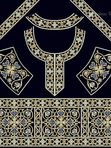 The neck."Iveron" set of designs for machine embroidery. $15.00