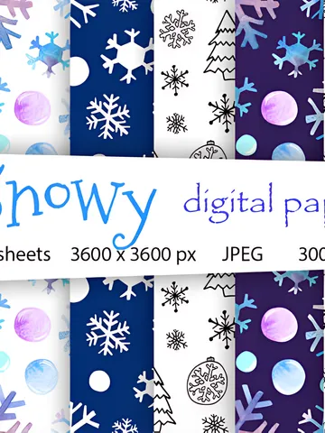 Snow Digital Paper Winter Patterns $0.00