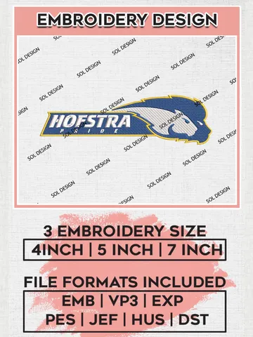 Hofstra Pride Football Team Logo Machine Embroidery Design, NCAA Hofstra Pride Team Design Design files, NCAA Team Embroidery Designs, NCAA Machine Embroidery Designs, Digital Download $6.99