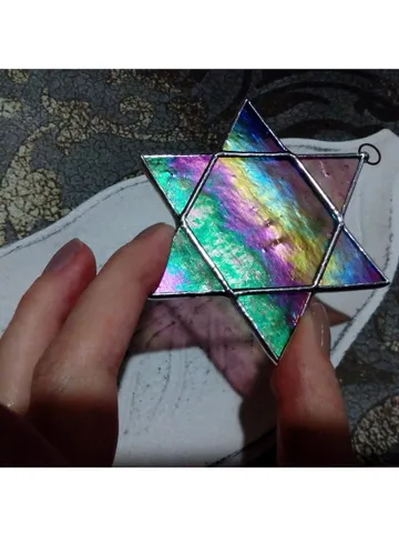 Hanukkah, jewish star, snowflake decorations, iridescent stained glass, Hanukkah 2022, Star of David, seals of Solomon $35.00