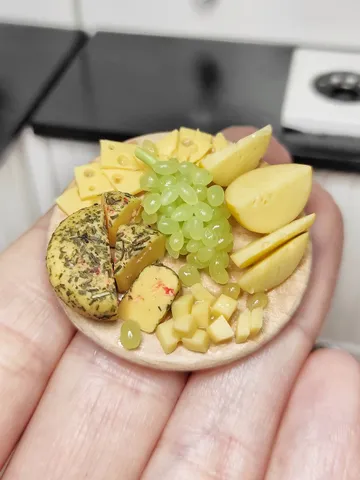 Cheese Board - Cheese platter - realistic polymer clay cheese - food for dolls - miniature - mini food - dollhouse decor $23.00
