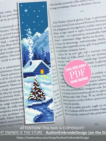 Bookmark winter cross stitch pattern digital PDF Handmade bookmark nature embroidery beginners Instant download Gift for book lover #B18 $4.40