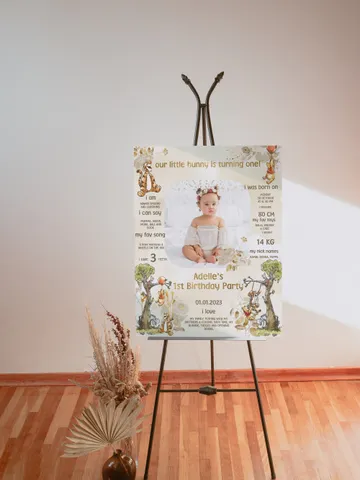 Milestone Board Winnie the Pooh Birthday Party; Winnie Pooh 1st Birthday; Editable Milestone ; Birthday Party Decoration Winnie Pooh poom88 $11.62