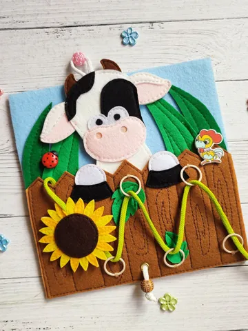 Cow Quiet book pattern PDF & Tutorial pages, Felt activity book pattern svg, Quiet book ideas, Sensory toys, Felt sewing pattern for toddler $5.84