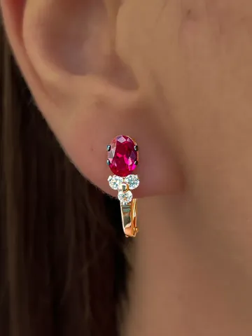 Earrings Silver gold plated 925 assay value with corundum ruby $95.00