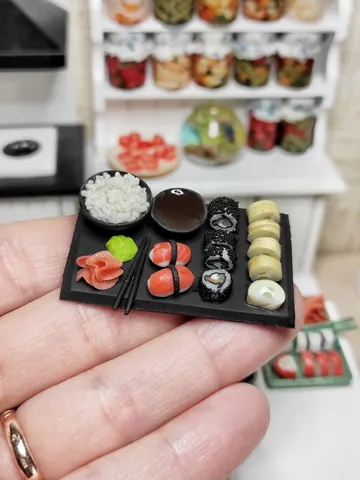 Japanese food, Realistic sushi and rolls for dollhouse, food for dolls, gift ideas, miniature, mini food, small food $24.00