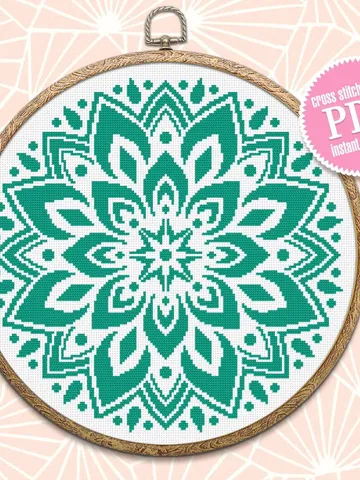 Mandala cross stitch pattern download PDF, Floral ornament cross stitch chart, Monochrome mandala pattern digital PDF, DIY Home decor #M126 $4.60