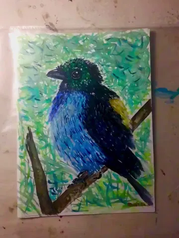 Paradise tanagra bird original watercolour painting.Bright exotic bird. $35.00