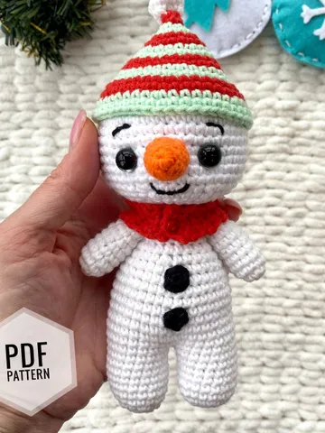 Crochet pattern SNOWMAN Christmas - Amigurumi patterns toy - Pdf English tutorial - New year ornaments $9.75