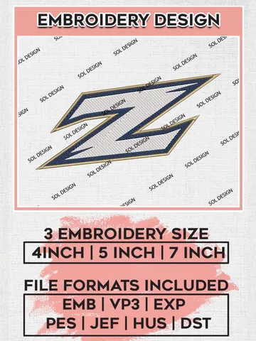 NCAA Zips Team Logo Machine Embroidery Design, NCAA Akron Zips Team Design Design files, NCAA Team Embroidery Designs, NCAA Machine Embroidery Designs, Digital Download