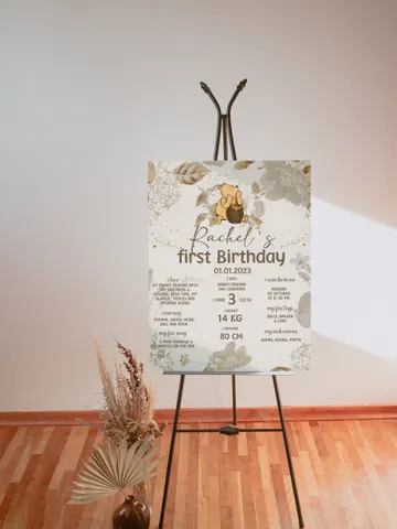 Milestone Board Winnie the Pooh Birthday Party; Winnie Pooh 1st Birthday; Editable Milestone Sign; Birthday Party Decoration Winnie Pooh Wg4 $11.62