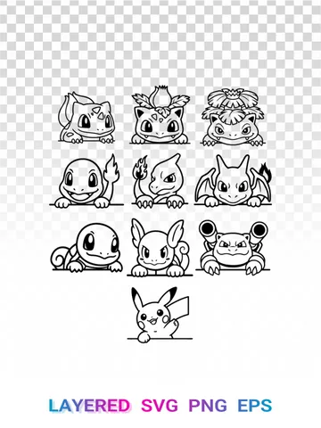Pokemon Peeker SVG, Pikachu PNG, Charizard Clipart, Cricut ⚡️ $1.99