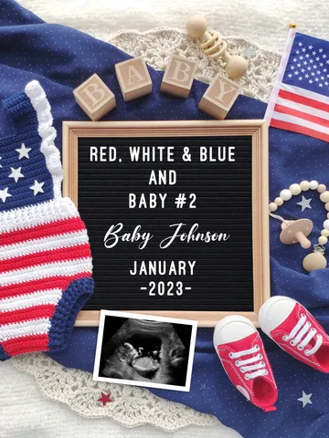 4th of July Pregnancy Announcement digital, 4th of July Baby Announcement, Baby #2 Announcement, Editable Digital Template $7.00