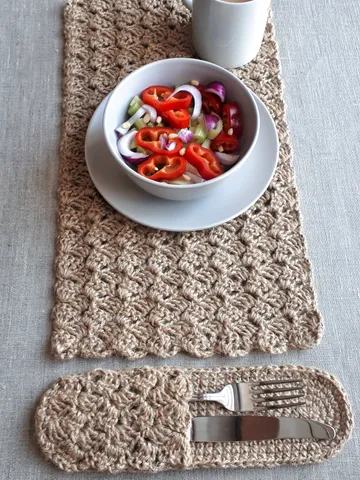 CROCHET PATTERN Table mat with cutlery holder DIY Placemat pdf Vintage table mat Crochet pattern Kitchen Crochet pattern Table Mat Pattern $4.00