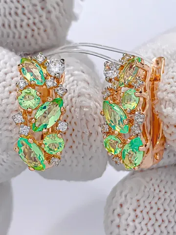 Earrings jewelry Silver gold plated 925 assay value with quartz $115.00