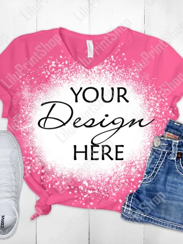 Bleach pink shirt mockup, Charity Pink Bella canvas 3005 mock up Bleached Women tshirt Flat lay template instant download $2.71