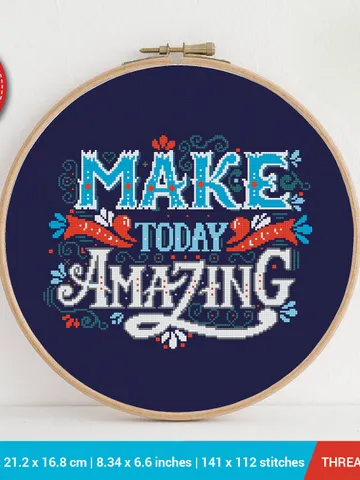 Make Today Amazing Quote Cross stitch pattern | Embroidery Pattern | Instant Download | Embroidery Designs $5.94