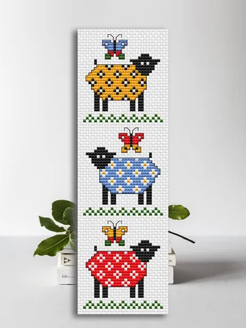 Cross stitch bookmark pattern Sheeps