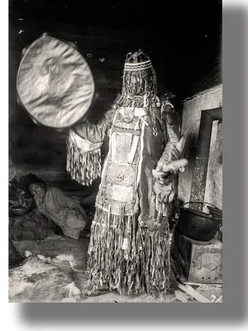 Shamanic ritual in Siberia. Kamlanie Siberian shaman. $21.00